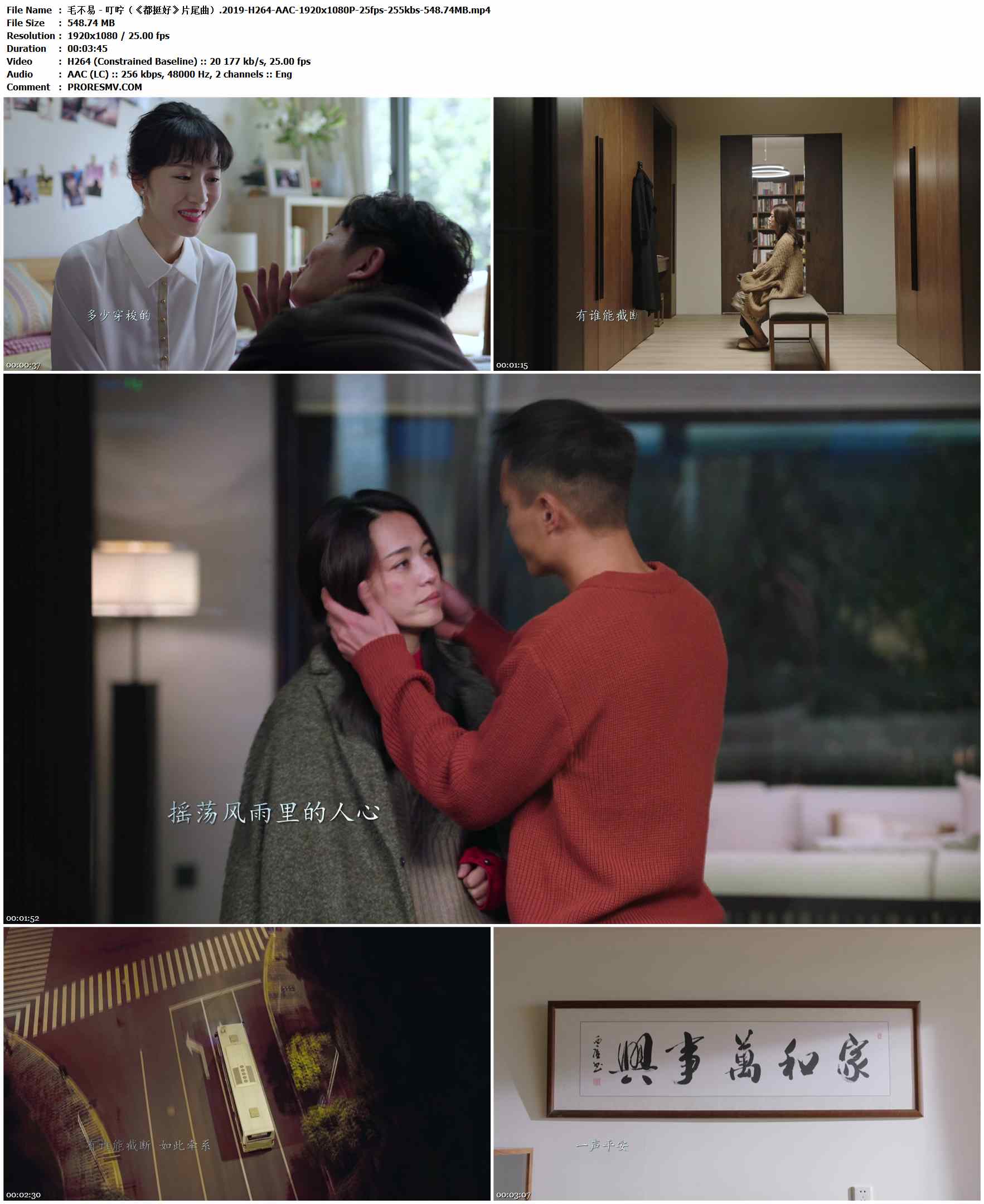 毛不易 - 叮咛（《都挺好》片尾曲）.2019-H264-AAC-1920x1080P-25fps-255kbs-548.74MB官方MV_高清MV
